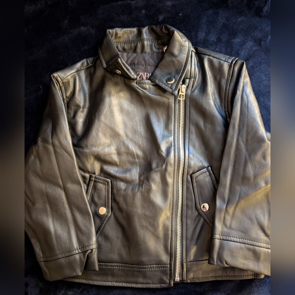 Zara Kids Black Leather Jacket